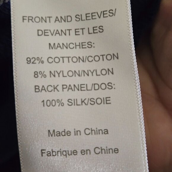 Tory Burch Jacet Peacock Silk Back Logo Button Pocket Cardigan Sweater Size L - Picture 10 of 10